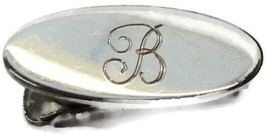 1" "B"Initial Hickok Vintage Neck Tie Clip Silver Tone Small Oval - $14.84