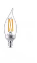Set of 5 - Philips 65W LED Daylight Light Bulbs Clear Bent Tip Candelabra BA11 - $4.94