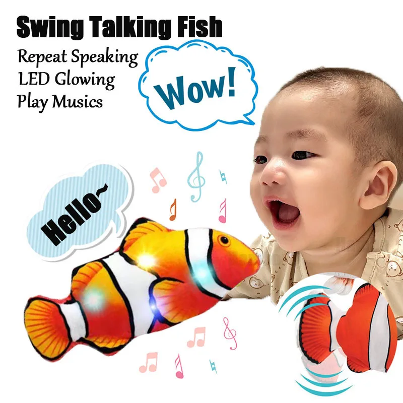 Simulation Electric Fish for Baby Repeat Speaking LED Light Happy Music for Baby - £16.60 GBP