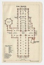 1924 Original Vintage Plan Of York Minster / England - £13.65 GBP