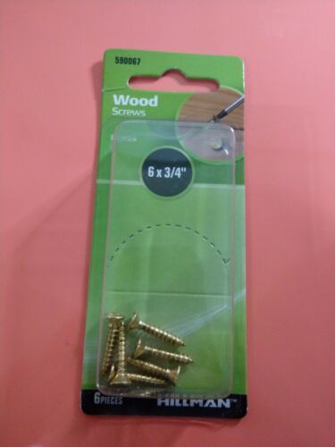 Hillman Wood Screws No. 6 X 3/4 &quot; Phillips Brass Flat Head Pack of 6. BR... - $8.90