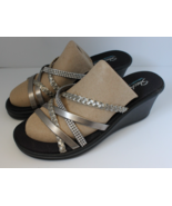 Skechers Womens Size 11 Wedge Sandals Cali Rumble Slip On Straps Pewter Cute - $22.99