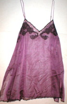 New NWT $395 Designer Josie Natori Silk Lace Womens L Purple Chemise Gow... - $391.05