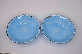 Set of 2 Well Dressed Home Bowls Pastel Blue Crackle 7&quot; Rustic Melamine - £10.36 GBP