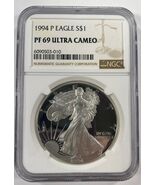 1994-P $1 Silver American Eagle Graded by NGC as PF69 Ultra Cameo! Key D... - $275.04