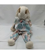 Handmade Bunny Block With Daffodil Pajamas Plush Stuffed Animal 10&quot;  - $10.25