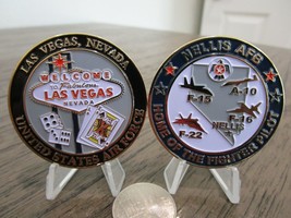 USAF Nellis AFB Las Vegas Home Of The Fighter Pilot F15 F16 F22 Challenge Coin - £15.73 GBP