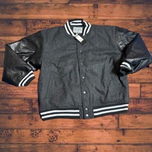 Men’s Black XL Padded Wool Blend VARSITY Jacket Letterman - £52.92 GBP