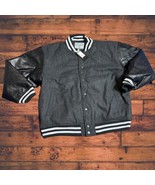 Men’s Black XL Padded Wool Blend VARSITY Jacket Letterman - £59.27 GBP
