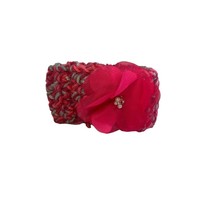 Handmade Child Pink and Gray flower hand crocheted headband - New - £12.14 GBP