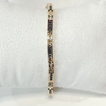 14K Yellow Gold 40 Sapphire 10 Diamond Bracelet 7.5 in 13.8 grams - £763.25 GBP