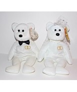 Ty Beanie Baby Mr and Mrs Plush Teddy Bear Stuffed Animal Retired with T... - $21.99