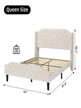 King Bed Frame, Velvet Platform Bed Frame with Headboard, Upholstered Bed Frame  - £286.96 GBP+