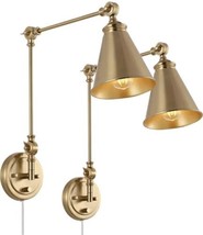 Set of 2 WINGBO Gold Swing Arm Wall Mounted Lamp Modern Adjustable Sconce Plugin - $48.37