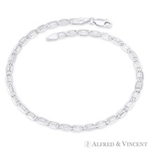3.7mm Valentino Link Diamond-Cut Pave Italy Chain Anklet in .925 Sterlin... - $25.73+