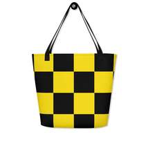 Autumn LeAnn Designs® | Large Tote Bag, Yellow and Black Checker - £29.81 GBP