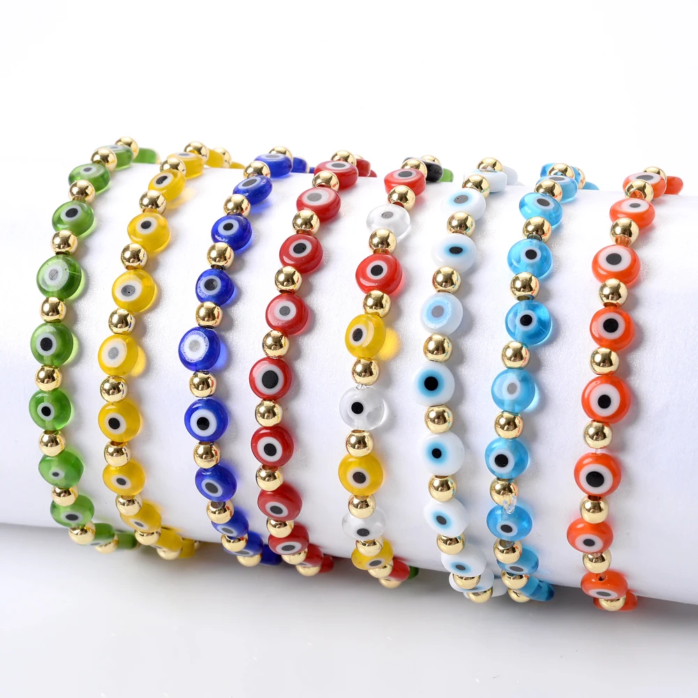 10Pcs New Fashion Colorful Turkish Eyes Charm Bracelets Resin Beads Bracelet For - £32.22 GBP