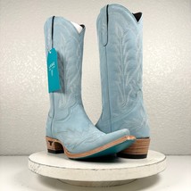Lane LEXINGTON Light Blue Cowboy Boots Womens 7.5 Leather Western Style Snip Toe - £174.09 GBP