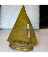 Mid-century 70s solid brass sailboat~3x5~this is a really nice collector... - $38.61