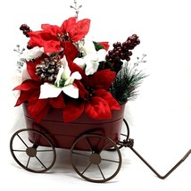 Holiday Floral Arrangement Artificial Flowers Christmas Wagon Table Centerpiece - £37.38 GBP