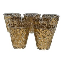 Vintage Culver Baroque Scroll Iberia Whisky Glasses 22K  Gold  7 Mid Century 4&quot; - £112.38 GBP
