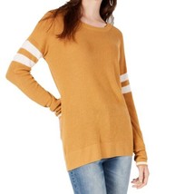 Hippie Rose Juniors Scoop Neck Varsity Stripe Sweater, Small, Sundried Honey - £23.15 GBP