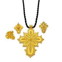 Anniyo Ethiopian Cross Jewelry sets Necklace Earrins Rings African Eritrean Habe - £18.86 GBP