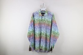 David Smith Australia Mens XL Rainbow Polka Dot Paisley Flip Cuff Button Shirt - $49.45