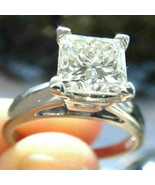 Solitaire Princess Cut 2.25Ct Diamond Engagement Ring 14k White Gold in Size 8 - £210.96 GBP