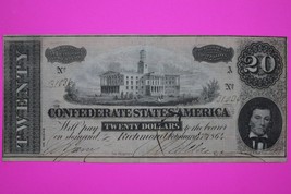 1864 Confederate States of America $20 Twenty Dollars Guaranteed Authent... - $74.99