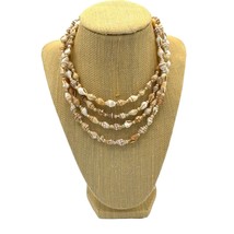 Vintage Layered Tier Seashell Beach Necklace 14&quot; with 3&quot; extender - £15.80 GBP