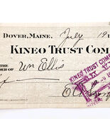 1915 Kineo Trust Company Bank Check E.A. Sampson Dover Maine Signed 7117... - $28.01 CAD