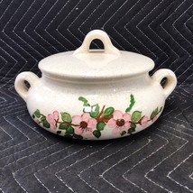 1980&#39;s vintage Hand Painted Ceramic White Soup Tureen Pink Flowers w/Lid - £7.79 GBP