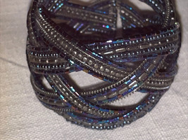 2” Seed Bead Memory Wire Wrap Cuff Bracelet Multi Strand Braided Black Brown - £4.48 GBP