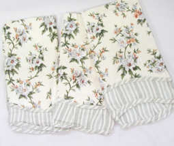 Waverly Carolina Gardens Floral Stripe 3-PC Double Layer Scalloped Valances - £37.61 GBP