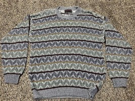 Jantzen Sport Sweater Large Multicolor Striped Woven Vintage - £22.89 GBP