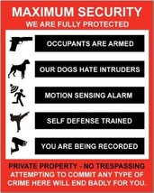 Armed + Guard Dog + Alarm + Self Defense + Camera Security Stickers (6 Pack) - £5.55 GBP