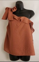 Nine West Women&#39;s One Shoulder Brown Top with Lining Bow Size Large NWT - $21.73