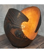 Shou Sugi Ban Sculpture, Light Wood Table Desk Bedroom Lamp, Rustic Home Decor,  - $350.00