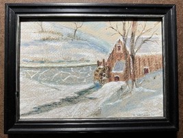 vintage HAND PAINTED Winter Scene Painting Signed By The Artist 1975 – One Of A  - £15.59 GBP