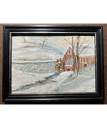 vintage HAND PAINTED Winter Scene Painting Signed By The Artist 1975 – O... - £15.64 GBP
