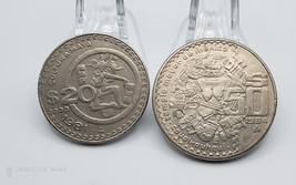 MEXICO COINS 20 Pesos 1981 KM# 486 &amp; 50 Pesos 1984 KM# 490 Coyolxauhqui - $119.85 MXN
