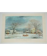 Currier &amp; Ives Calendar Topper The Journey Resumed Lithograph Fine Print - £23.36 GBP
