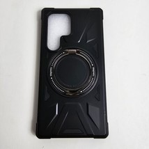 Black Rugged Hard Phone Case For Samsung Galaxy S24 Ultra with Ring Kickstand - £6.19 GBP