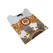Men LAVERITA European Fashion Crew Shirt Rhine Stones Crown Florals 12089 White image 4