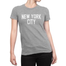 Ladies New York City T-Shirt Gray White NYC Tee Womens - £9.58 GBP
