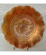 Dugan Windflower Marigold Carnival Glass Footed Ruffled Bowl 8 1/2&quot; Tidb... - $39.99