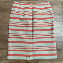 Talbots Orange Tan Striped Pencil Skirt Womens Size 4 Small Linen Blend Career - £21.90 GBP