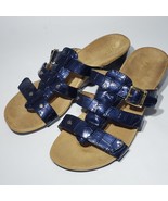 Vionic Radia Sandals Blue Patent Leather Womens Size 7 Adjustable 3 Stra... - $29.95