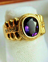 3.00Ct Oval-Cut Amethyst Diamond Engagement Pretty Ring 14K Yellow Gold Over - $93.68
